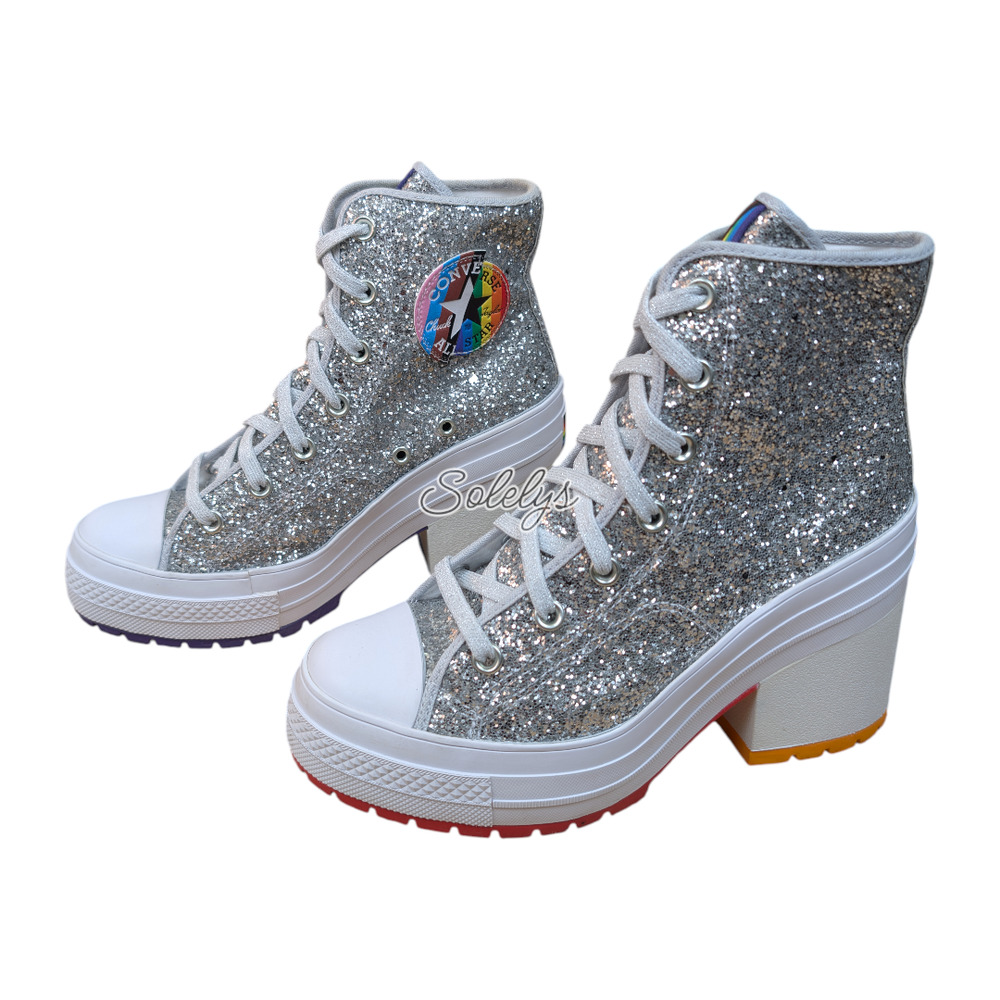 Converse Chuck 70 De Luxe Heel Glitter Platform Pride Proud to Be Boot Women 8.5 - Picture 5 of 10
